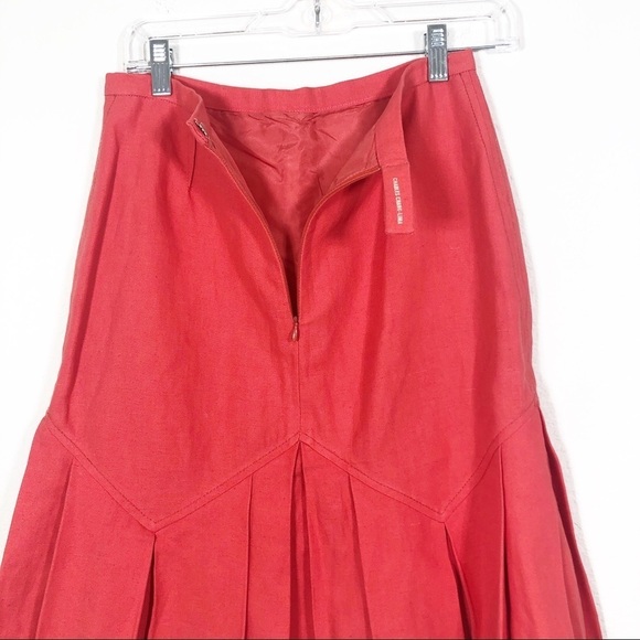 🔥SALE🔥 Charles Chang-Lima linen blend watermelon red peplum skirt sz6 - Picture 3 of 4